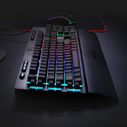 K512 Shiva RGB Backlit Membrane Gaming Keyboard with Multimedia Keys, Quiet Mechanical Feeling Keyboard, 6 Extra On-Board Macro Keys, Dedicated Media Control, Detachable Wrist Rest